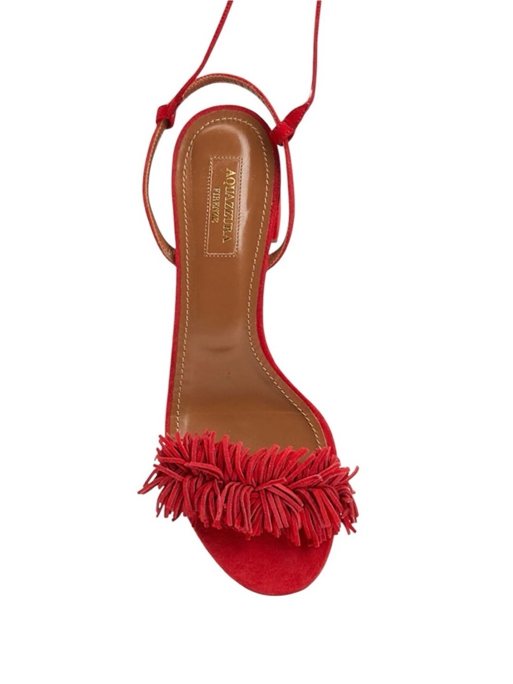 Aquazzura Red Suede Wild Thing Sandals- Size 35.5